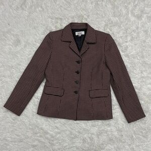 Vintage Retro Preppy Le Suit brown & white checkered blazer Size 8